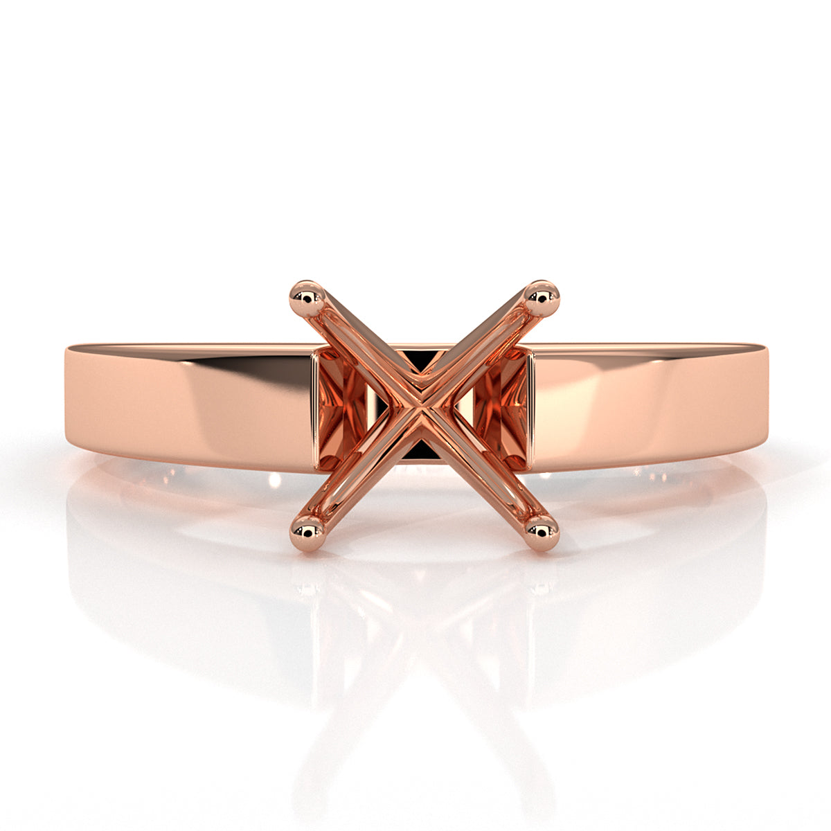 4g Cathedral Style Flat Edge Solitaire Semi Mount Engagement Ring Setting 3.5mm